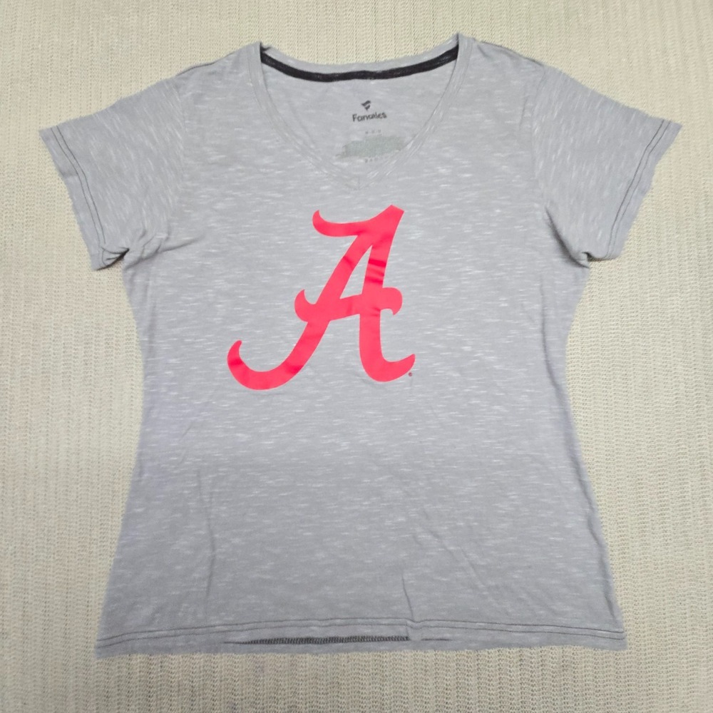 Fanatics Alabama Crimson Tide Shirt Womens Medium Gray V-Neck Tee SEC Football
